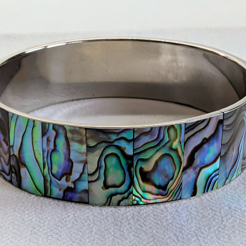 Abalone Shell Inlay Bangle Bracelet - image 4